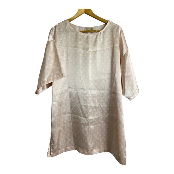 Victoria's Secret Vintage Satin Nightgown Sleepshirt Pink Polka Dot L Large - Picture 1 of 5
